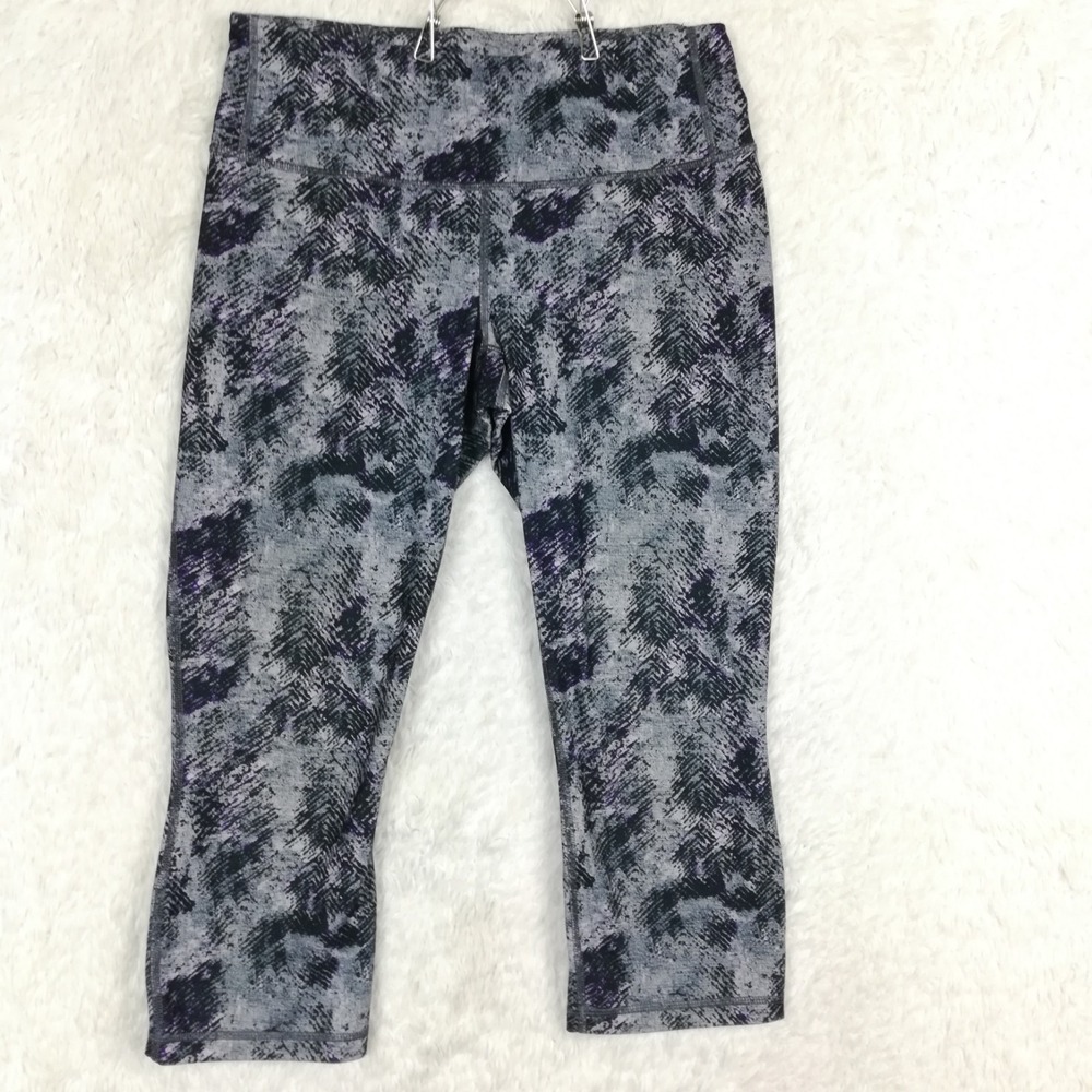 Patagonia Womens Pants Legging Centered Crops 20 1/2" Gray Abstract Pull On M